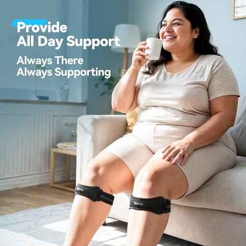 AGPTEK Plus Size Knee Brace for Women & Men, Pain Relief Patella Tendon Knee Strap 2 Pack, Adjustable Knee Support Band for Running Weightlifting Baseball Tennis Volleyball Jogging Bicycle Climbing, 20.87-27.56in