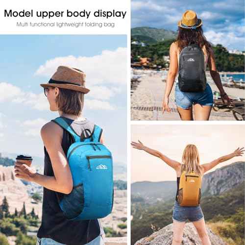 Lightweight Hiking Backpack Small,Waterproof Hiking Daypack,Foldable Backpack for Travel,Ultralight Daypack(Nylon, Black)