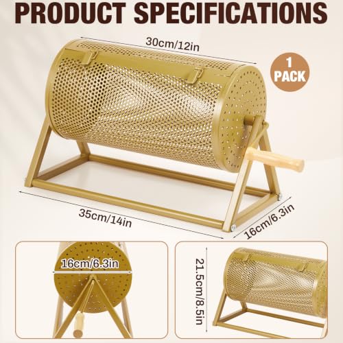 Teenyyou Gold Raffle Drum Ticket Spinner with Wooden Handle, 2500 Capacity