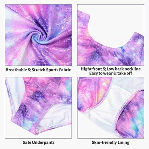 JiAmy Leotards for Girls Gymnastics, Long Sleeve Sparkly Dance Biketards with Shorts Ballet Tumbling Outfit for 3-12 Years