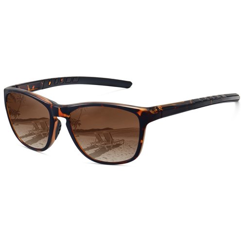 MEETSUN Polarized Sports Sunglasses for Women Men Driving Running Cycling Fishing Sun Glasses UV400 Protection Tortoise Frame-Gradient Brown Lens