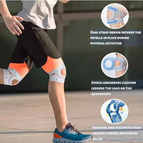 Knee Brace for Women Men Adjustable Knee Support with Side Stabilizers, Patella Gel Pads & Upgraded Silicone Anti-Slip Strip -Patella Knee Brace for Meniscus Tear, Knee Pain, Arthritis, Injury Recovery, Running, Workout (Gray 2 Pcs)