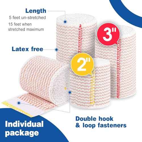 AZEN Premium 4 Pack Elastic Bandage Wrap (2x2", 2x3"), Compression Wrap Bandage for Legs, Ankle, Knee, Tummy, Body, Latex-Free, Lymphedema Wraps for Legs