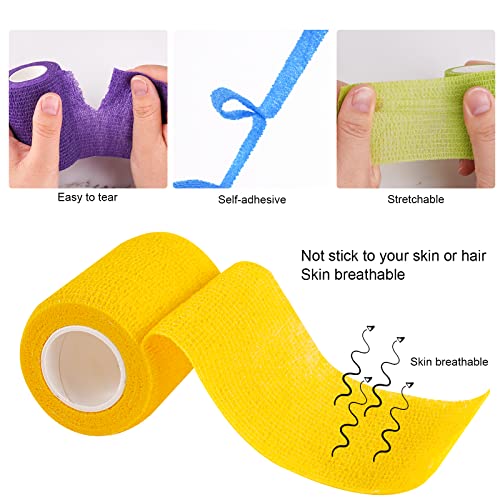NiHealth 8PCS Self-Adhesive Cohesive Elastic Bandage Wrap Tape Assortment - Mixed Colors, 4 Widths