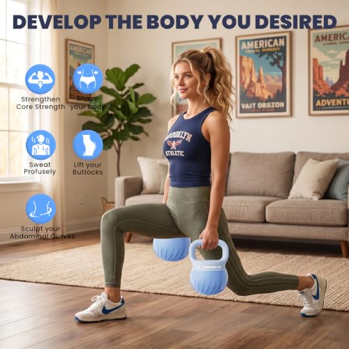 Sky Blue Soft Kettlebell 15 lbs - Wide-Grip, Anti-Slip Resistance Weights