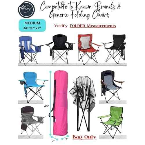 40"x7"x7" (Pink, M) Replacement Bag for Folding Camping Chair, Camp Chairs, Hammock, Yoga Mat, Beach Chair, Umbrella, Tent Bag 420D Oxford Polyester Fabric w/Side Pockets