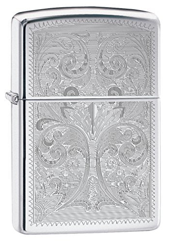 Zippo Custom Windproof Lighter with Ornate Engraved Design - High Polish Chrome
