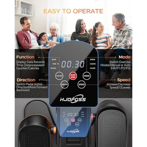 Under Desk Elliptical Machine, Ellipse Leg Exerciser as Seen on Tv for Seniors Adults with 12 Adjustable Speed, Quiet & Portable Seated Pedal Exerciser with Remote Control & Non-Slip Foot Straps