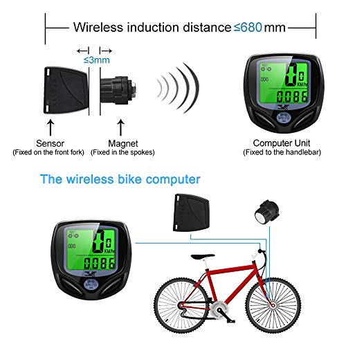 YS SY Bicycle Speedometer and Odometer Wireless Waterproof Cycle Bike Computer with LCD Display & Multi-Functions