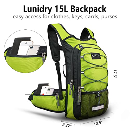 Green Hydration Backpack with 3L Water Bladder for Running, Cycling & Hiking