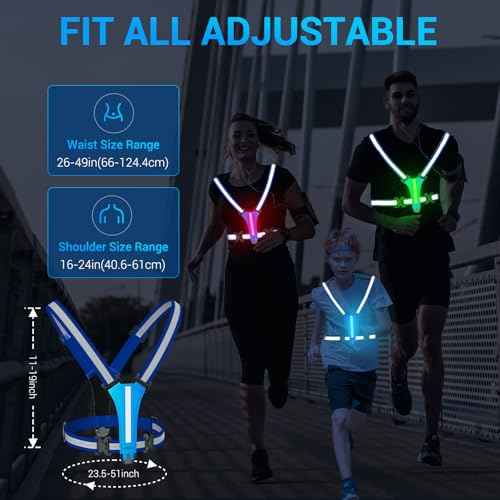 Led Reflective Vest Running Gear£¬7 Lights Colors Light Up Running Vest, Rechargeable High-Visibility Adjustable Vest for Running, Cycling, and Night Activities£¨Green£©