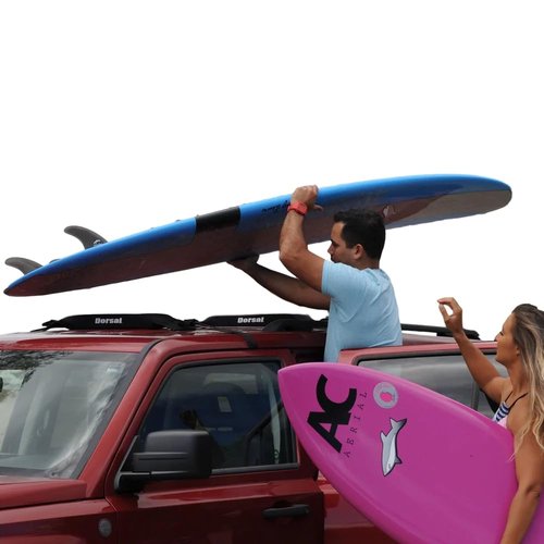 Dorsal Universal Soft Roof Rack Pads for Surfboard Kayak SUPs with Car Tie Down Straps and Storage Bag - Pack of 2 Polyester 28" Inch Black