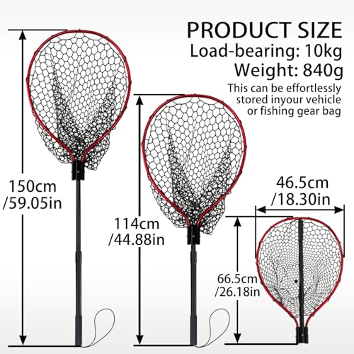 All Metal Telescoping Fishing Net with Handle - Red Plus Variation