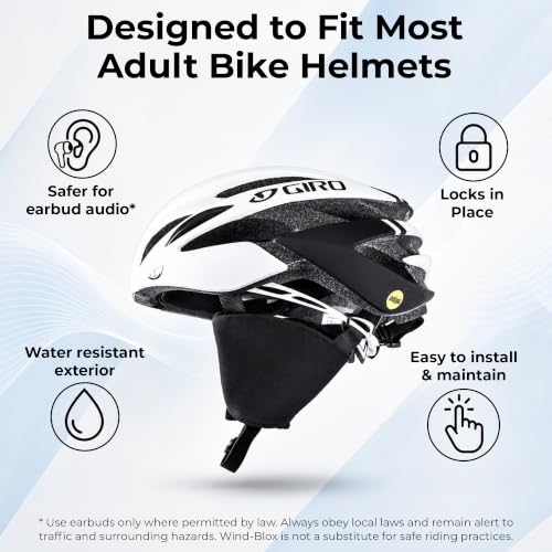 Bike Helmet Ear Warmer Pads - Wind-Blox Focus Helmet Wind Blocker for Cycling