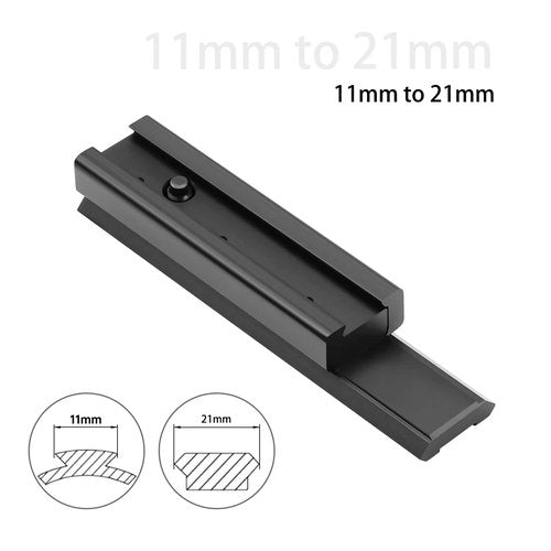 Dovetail to Picatinny Rail Adapter, 11mm Dovetail to 21mm Upgraded Build-in Locking Screws Picatinny Rail Low Profile Scope Mount Converter Base 3/8" to 7/8" Converter-9 Slots-Black-(1 Pack)