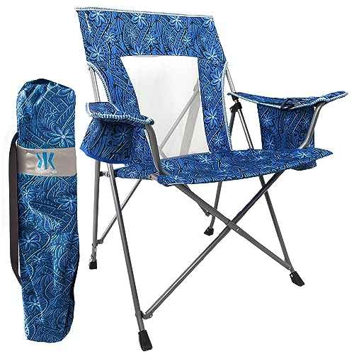 Portable Beach Chair for Adults - Kijaro Journey Print Beach Folding Chair, Steel Frame Foldable Beach Chair, High Beach Chair with Cooler Pocket, Outdoor Folding Chair