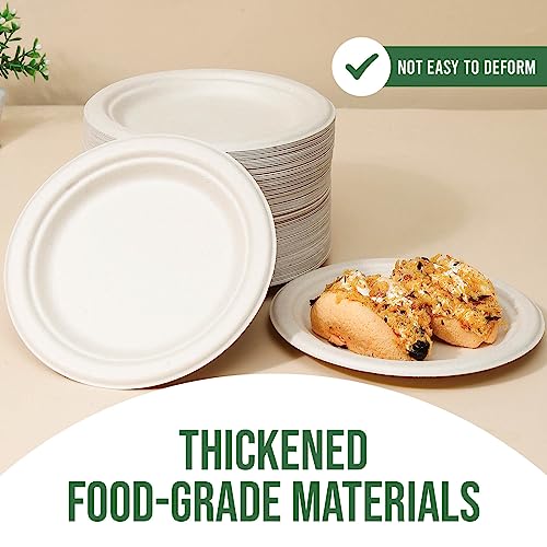 Brown Disposable Paper Plates 7 Inch - 100% Compostable, 100 Pack