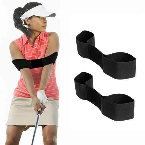 HMPBEFU 2 Pack Golf Swing Arm Band Golf Swing Training Aid Elastic Swing Correcting Trainer Band