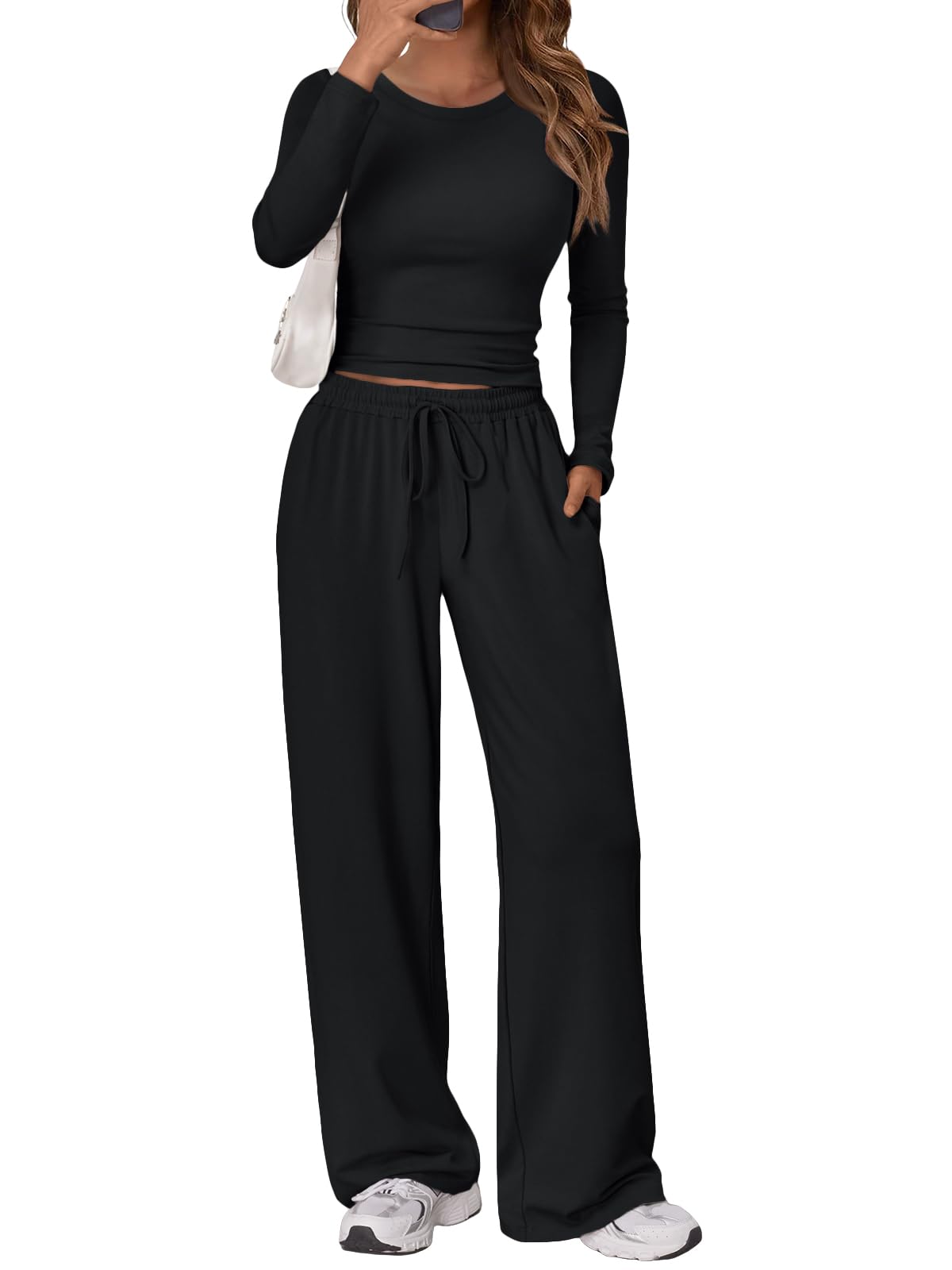 Trendy Queen Womens Two 2 Piece Matching Lounge Sets 2026 Early Fall Fashion Must Haves Y2K Workout Gym Clothes Comfy Airport Travel Vacation Luxury Outfits Sweatsuit Winter Clothing