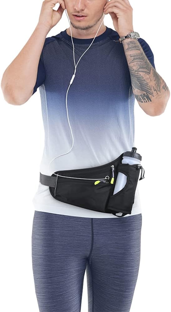 Hydration Running Belt with Bottle, Fanny Pack with Water Bottle Holder Unisex Sport Pouch Belt for Fitness Jogging Hiking Travel