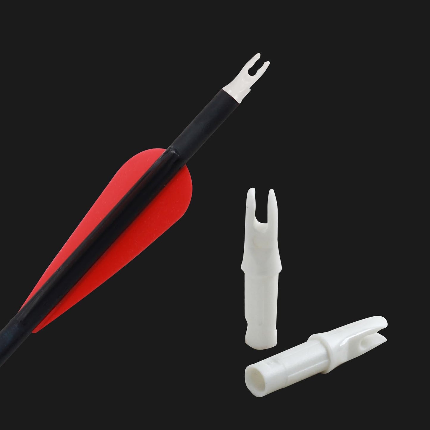 SOPOGER 50 Packs Archery Arrows Nocks - Arrow Inserts for Carbon Arrows .244/6.20mm Plastic Arrow Nocks for DIY Hunting Shooting (White)