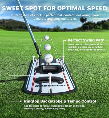 Black 3mm Ultra-Thin Golf Putting Mirror with Tees & Carry Bag