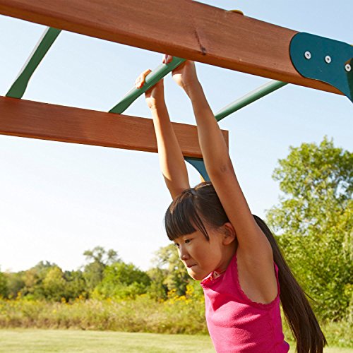 Metal Monkey Bars Kit for Backyard Swing Sets - 6 Rungs, 21.5 Inch, Green