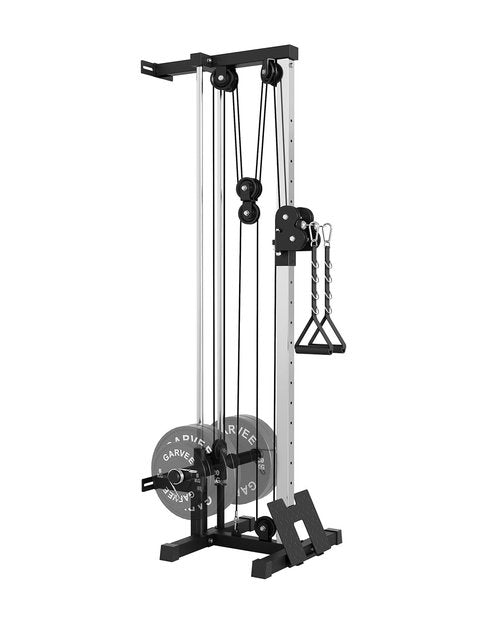 Wall Mount Cable Station, 18 Position Height Adjustable LAT Pulldown Machine with Dual Pulley System, Heavy Duty Cable Crossover Machine for Home Gym Fitness Equipment