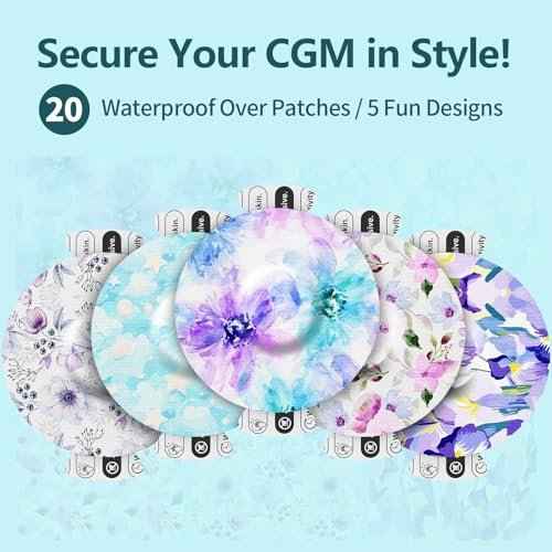 20pcs Adhesive Patches for Libre 3 Waterproof,Sensor Covers for CGM,Pre-Cut Backing with Easy-Peel Tab for 10-14 Days,Full Cover No Glue in Center,Bloomingday