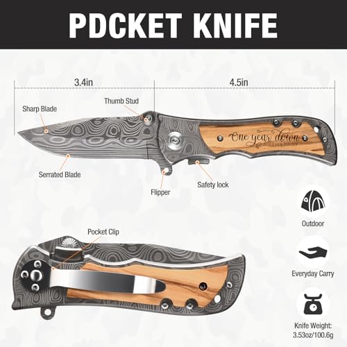 First Anniversary Gift Knife for Him - Personalized Wedding Keepsake