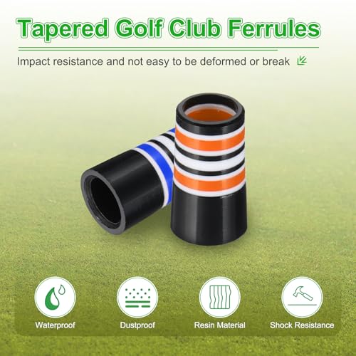 Blue Tapered Golf Club Ferrules Multi-Ring Resin Fits Iron Shafts