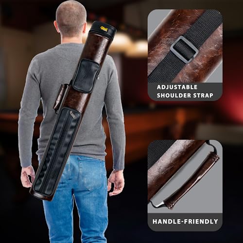 Brown Pool Cue Case 2x3 Hard Stick Carrying Case for Billiards