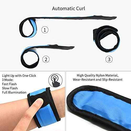 LOBKIN Safety Bracelets, LED Slap Armband Kids Walking at Night Safe LED Light Wrist Light Reflective Belt, Magic Band Running Lights for Runners