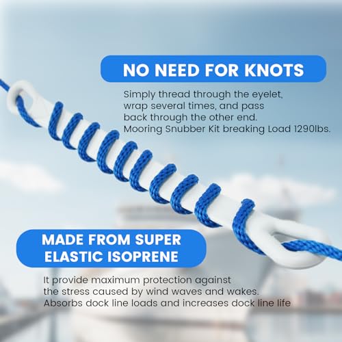 Blue 3/8-Inch x 20-Foot Marine Dock Line with Eyelet & Snubber - 1920lbs