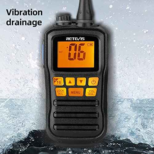 Retevis RM01 Handheld Marine Radio, Floating IP67 Waterproof, Portable Marine Two-Way Radios, NOAA Weather, International Channels, Vibration Drainage, Backlit, Boat Radio for Kayak Fishing(1 Pack)