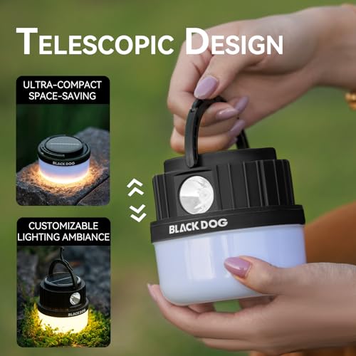 Collapsible Camping Lantern with Solar & USB Charging, Hanging Outdoor Light