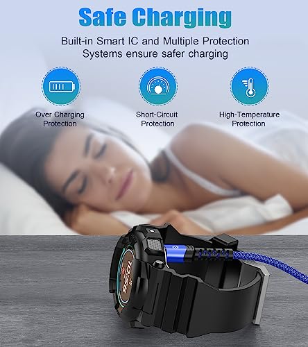 Garmin Watch Charger Cable 4ft Nylon Braided Fast Charging 2-Pack - Blue
