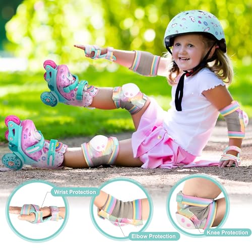 Rainbow Unicorn Kids Knee Pads for Girls and Boys - Small Dazzling Style