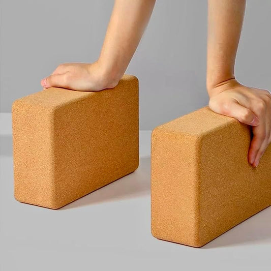 2 pcs Natural High Density Cork Yoga Blocks with 1 Yoga Strap/Exercise Ball, Rounded Edge, Natural Eco-Friendly Heavy-Duty Bricks for Balance, Support, and Flexibility – Yoga, Meditation & Stretching Props, 9”x6”x3”