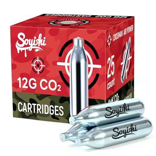 25 Count 12 Gram CO2 Cartridges for Paintball - CO2 Cylinder Non-Threaded CO2 Powerlet Cartridges for BB Gun, Airsoft, Air Gun, Pepper Gun P2P HDP