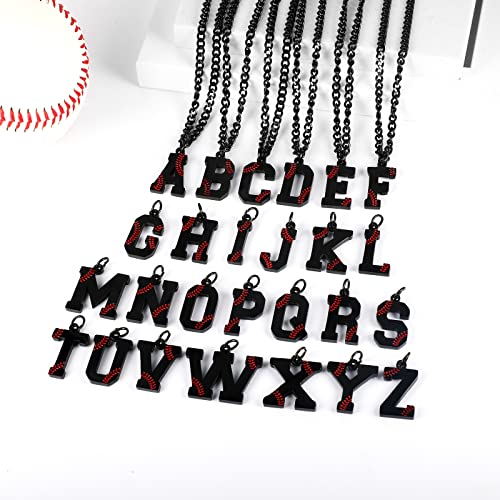 AIAINAGI Baseball Initial A-Z Letter Necklace - Men's Baseball Charm Pendant in Stainless Steel Silver Chain, 22inch Personalized Gift