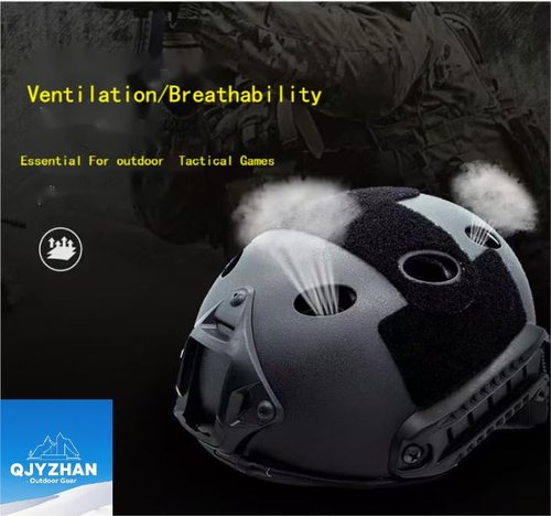 Tactical Airsoft Paintball Fast Helmet, with NVG Mount and Side Rail, CS Cosplay Tactical Gear Black Helmet
