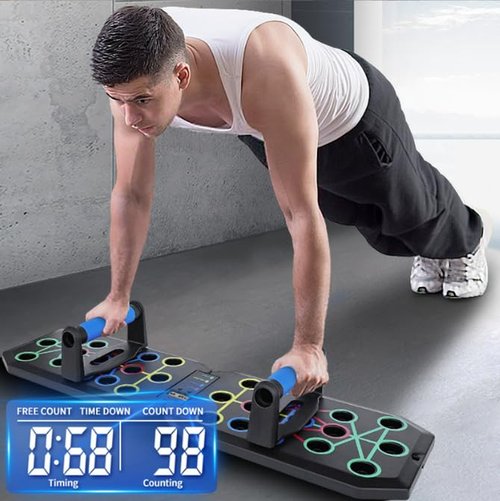 Saker Foldable Push-up Board,Home Multi functional Solid Exercise Equipment Fitness Floor Chest Muscle Exercise Professional Equipment Burn Fat Strength Training Arm Suitable for Men and Women