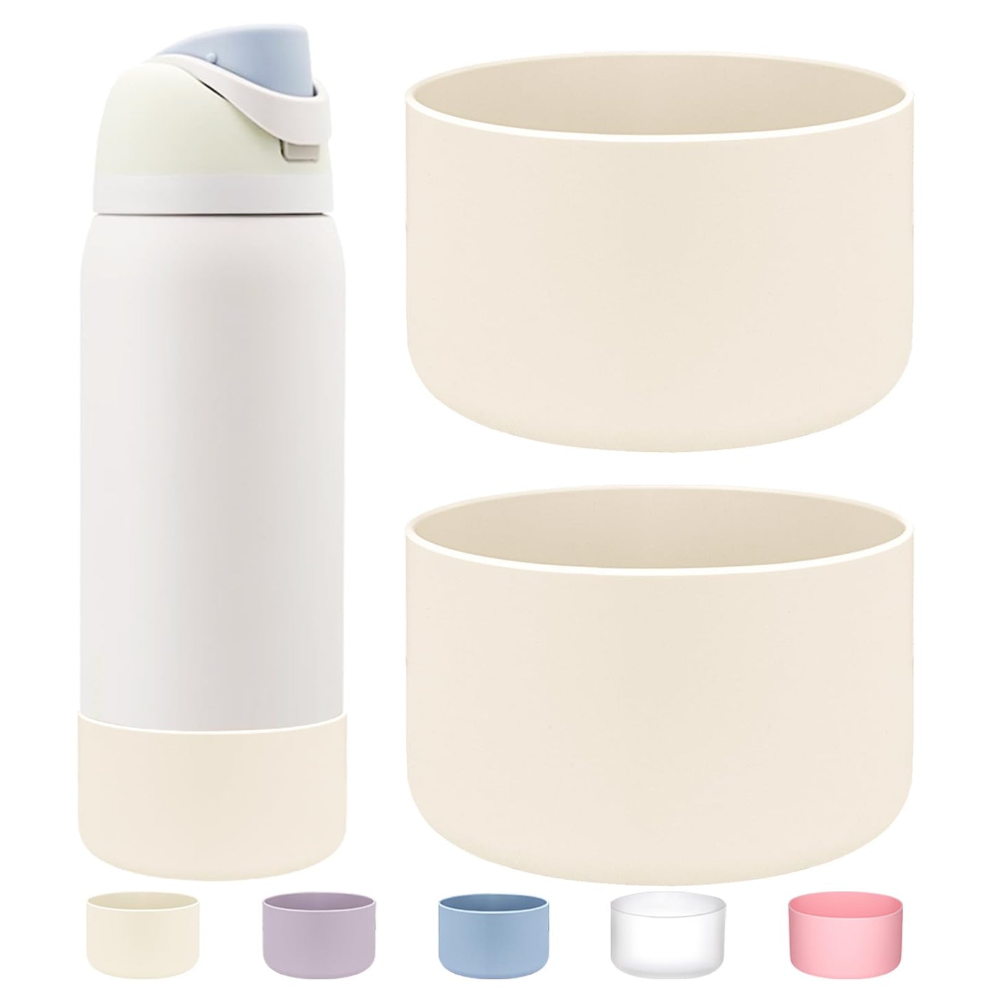 WK IEASON 2Pcs Silicone Boot for Owala Water Bottle, Protective Flask Bottom Cover Base for Owala FreeSip Twist and Flip Flask Water Bottle Accessories-3.35inch Bottom Diameter