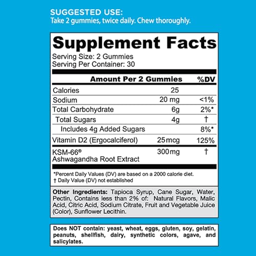 Goli Ashwagandha & Vitamin D Gummies - Mixed Berry, 180 Count, Vegan & Non-GMO