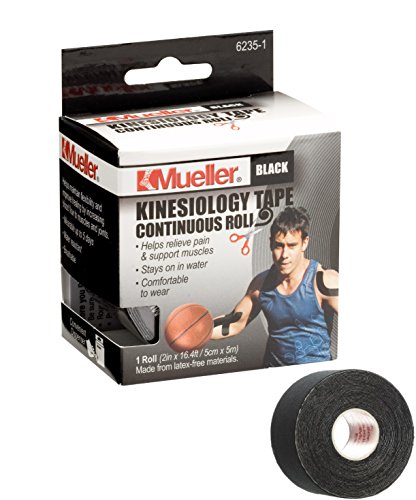 Mueller Kinesiology Tape Pre-Cut Strips Black - Water-Resistant Support