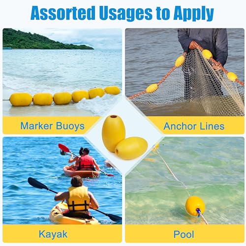 4 Pcs Marine Rope Floats Buoy Marker for Crab Traps & Kayak, 3.94 x 3.94 In Yellow