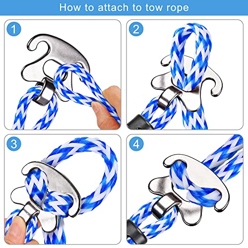 Self Centering Boat Tow Harness for Tubing - Blue-White 18 Inch Quick Connector Pair