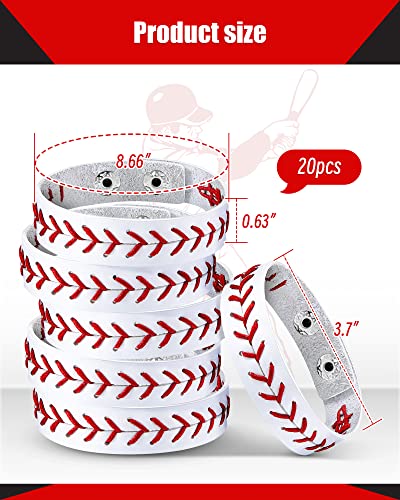 Retrowavy Leather Baseball Bracelet Adjustable Wristbands - Variation 10