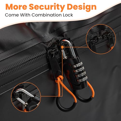 DUMOS Waterproof Car Roof Bag Cargo Carrier 15 Cu Ft Black-Orange